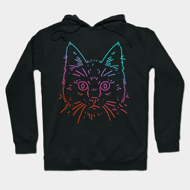 Cat Face In Colors Hoodie by CyberpunkTees